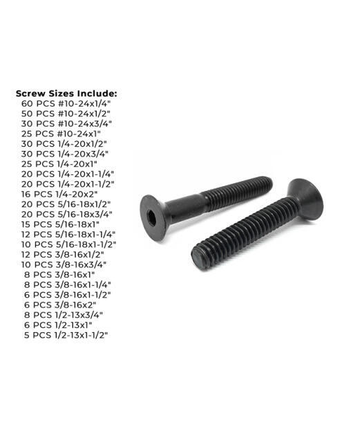 Assortment Kit #354 (453 Pcs.) Alloy Flat Socket Head Cap Screws Black ...