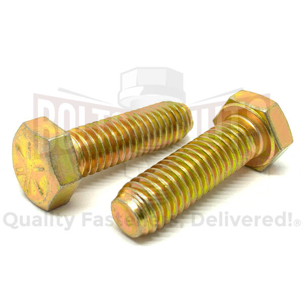 3/8-16x1-1/4 Grade 8 Hex Head Cap Screw Zinc Yellow